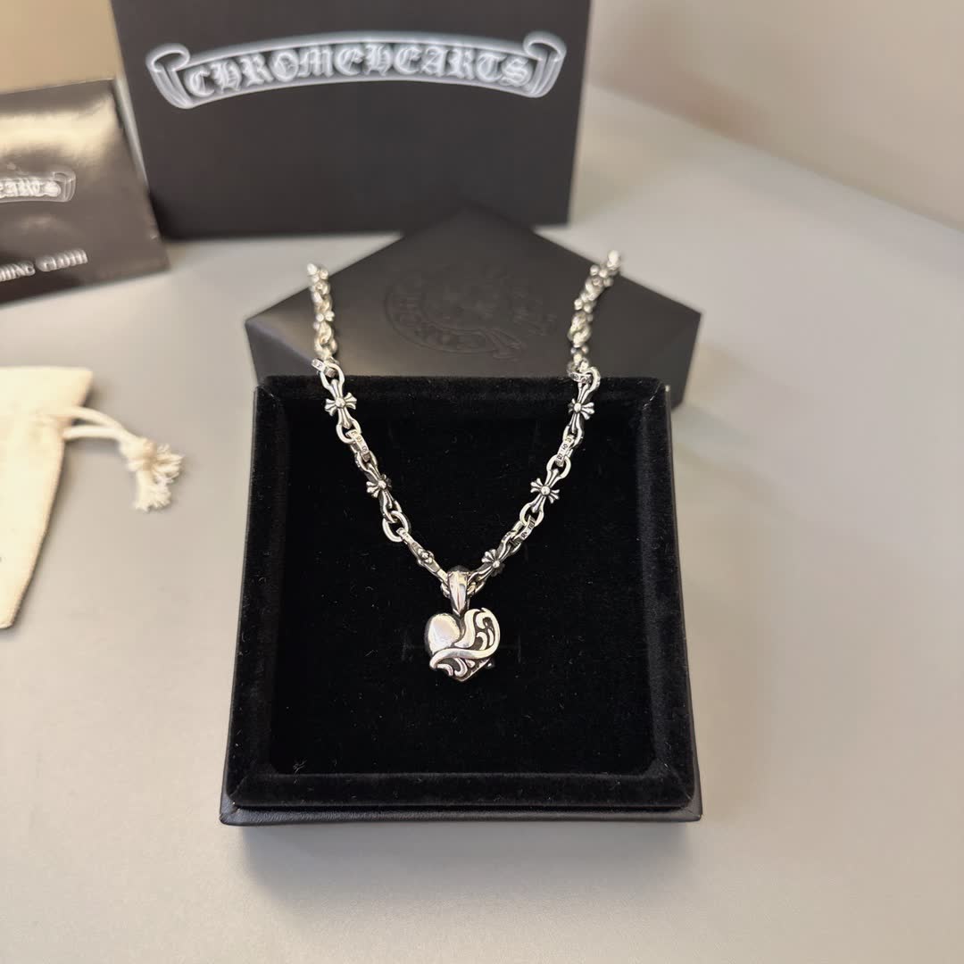 Chrome Hearts Silver Heart Pendant Necklace